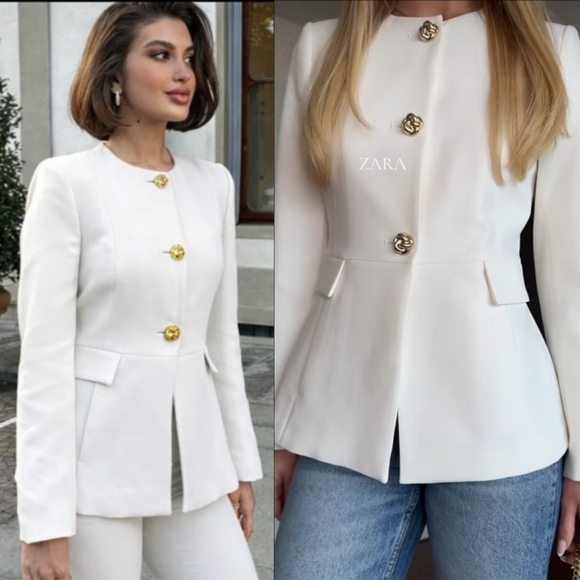 Zara Jackets & Blazers - Zara fitted  blazer white Size M